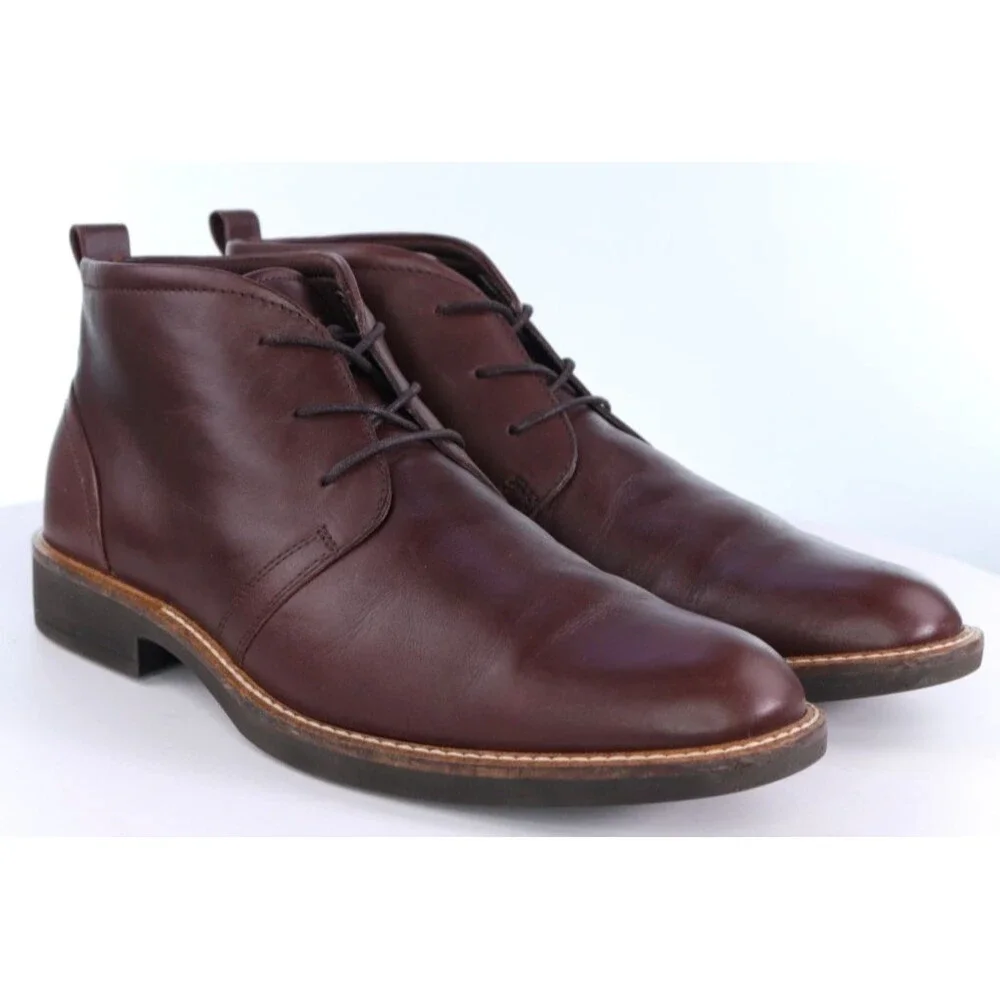 ECCO Biarritz $160 Men's Chukka Boots Size EU 42 US 11-11.5 Leather Brown